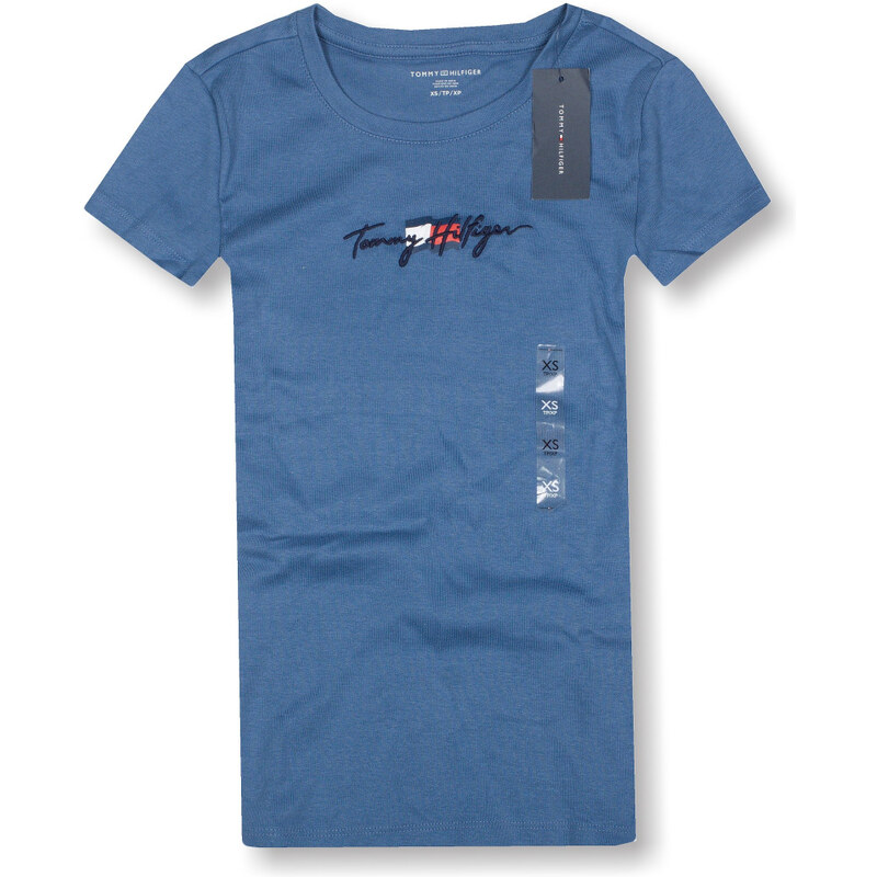Tommy Hilfiger dámské tričko graphics modré VELIKOST XS