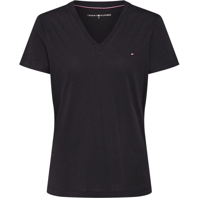 Tommy Hilfiger dámské tričko Solid v-neck blk VELIKOST XXS