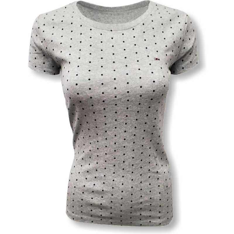 Tommy Hilfiger dámské tričko s puntíky a Logem Dots šedé