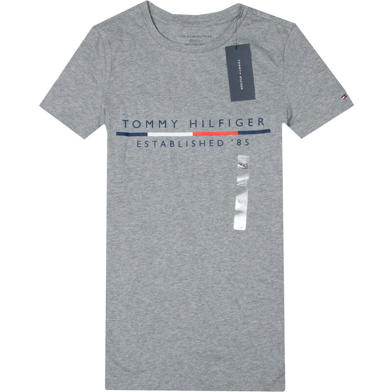 Tommy Hilfiger dámské tričko s krátkým rukávem Iconic šedé