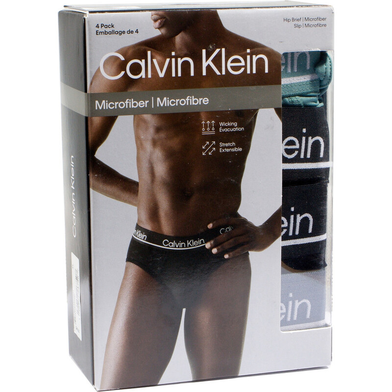 4PACK Calvin Klein Hip Brief Slipy set v Krabičce Pánské Microfiber 108018186