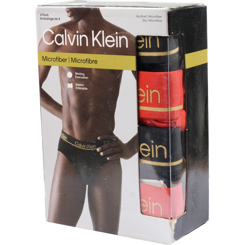 4PACK Calvin Klein Hip Brief Slipy set v Krabičce Pánské Microfiber 108018182