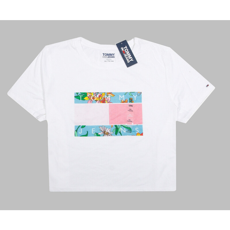 Tommy Hilfiger Dámské Tričko Nízké Široké bílé VELIKOST XXL 102788562