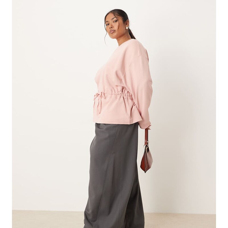 ASOS Curve ASOS DESIGN Curve sweat with ruched bow detail in