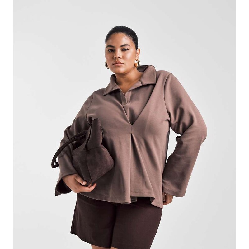 ASOS Curve ASOS DESIGN Curve tuck detail heavyweight rugby top in 108020039