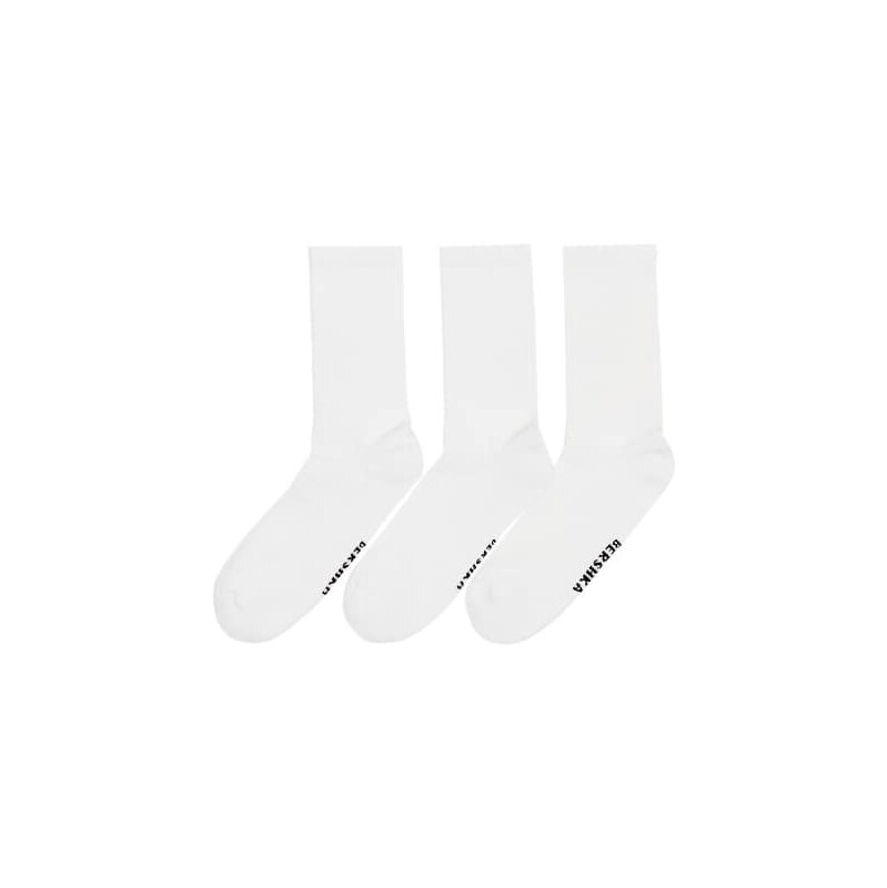 Bershka 3 pack sporty socks in white 108023035