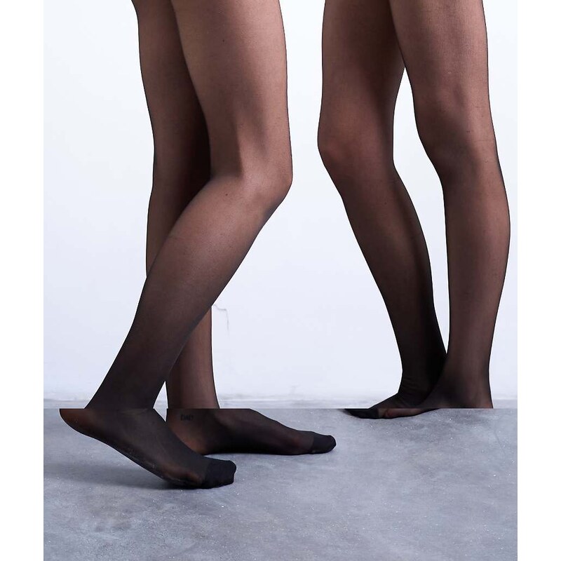 Topshop 2 pack 15 denier tights in black 108023108