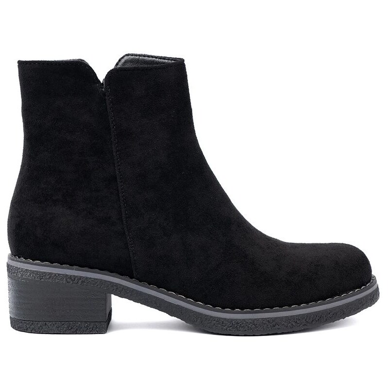 Módní dámské černé kotníkové boty na pohodlném podpatku
