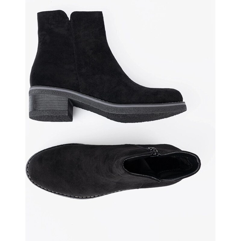 Módní dámské černé kotníkové boty na pohodlném podpatku