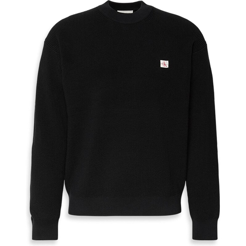 Calvin Klein Jeans Svetr Monologo Waffle černá