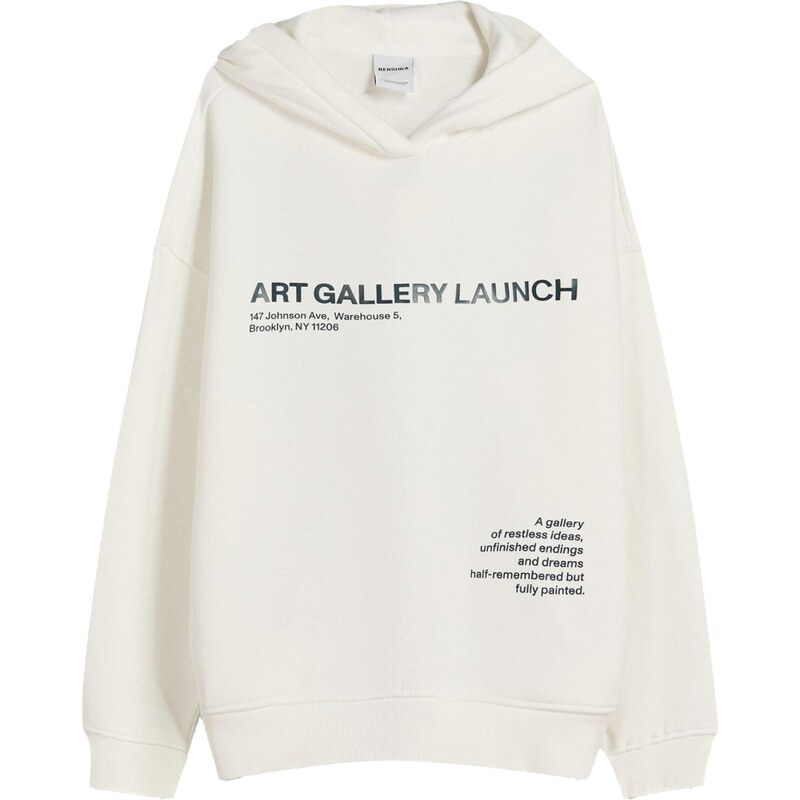 Bershka Mikina černá / offwhite