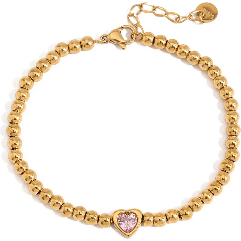 ELENYS Pink Amour – pozlacený náramek 18K žluté zlato