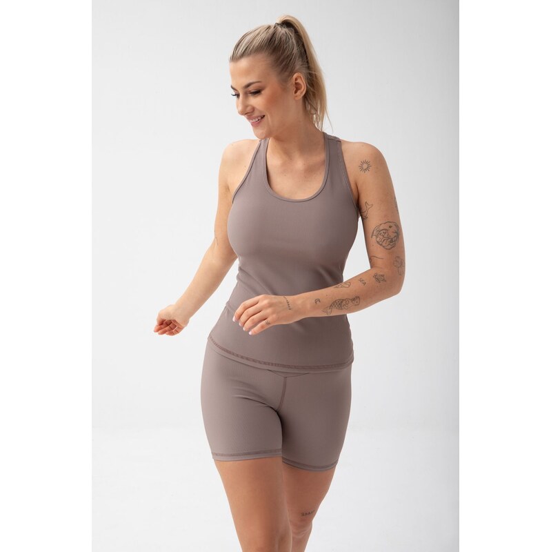 FeelJ Premium Ribbed Top Long Mocca