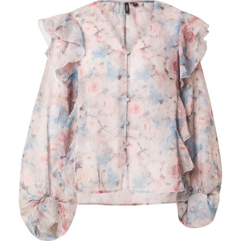 VERO MODA Halenka VMSABRINA světlemodrá / pastelově růžová /