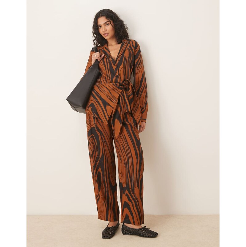 ASOS DESIGN soft tapered trousers co-ord in in abstract print-Multi 108077788