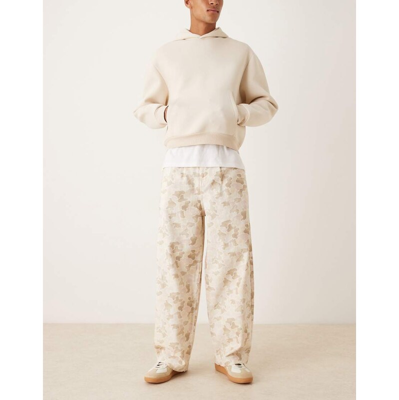ASOS DESIGN oversized baggy trousers in camo with pleats-Multi