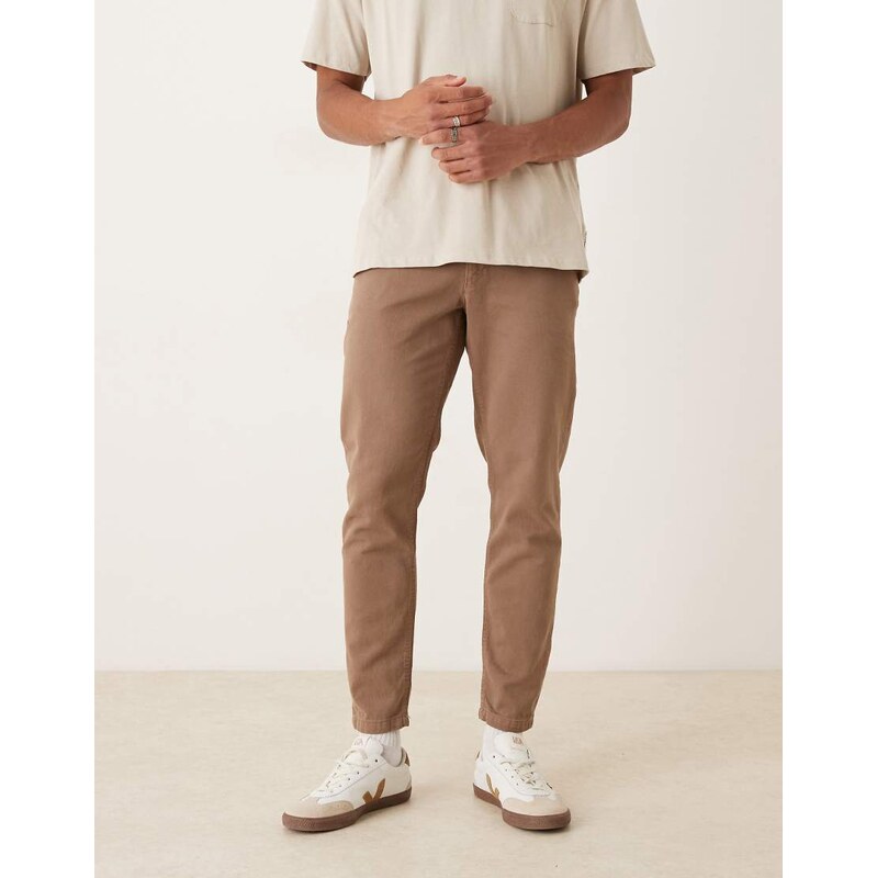 ASOS DESIGN tapered trousers in brown