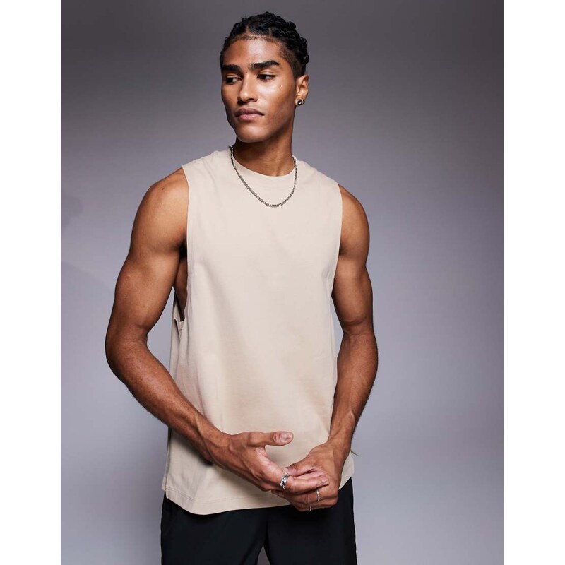 4505 Icon cotton drop armhole training vest with quick dry finish in 108028338