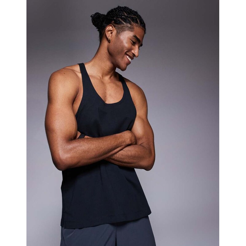 4505 Icon cotton stringer vest with quick dry finish in black 108042139
