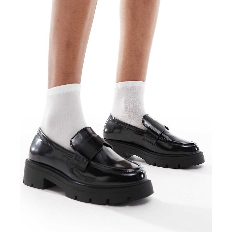 SEQWL Wide Fit Alfa chunky loafers in black