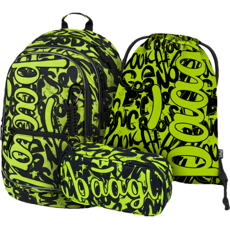 BAAGL 3 SET Core Lime: batoh, penál, sáček