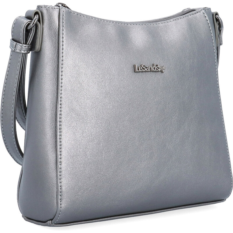 Kabelka ze syntetické kůže crossbody Le Sands stříbrná 7706 TI