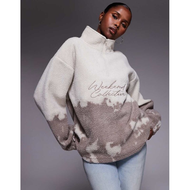ASOS Weekend Collective Weekend Collective oversized half zip borg 108031489