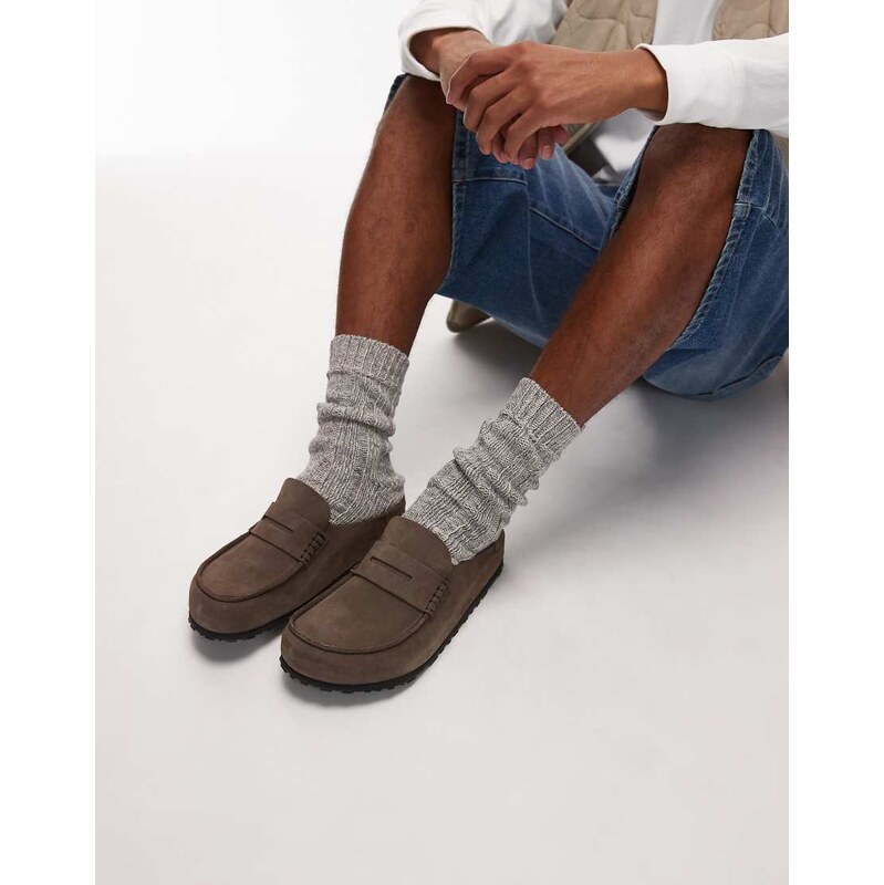 Birkenstock Naples wrapped loafer in concrete grey suede