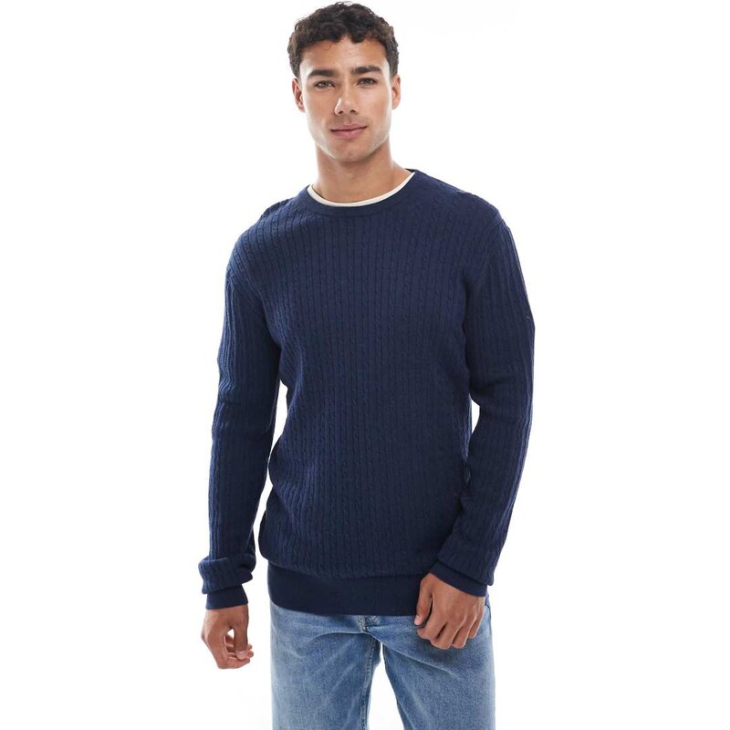 Jack & Jones cable jumper in navy