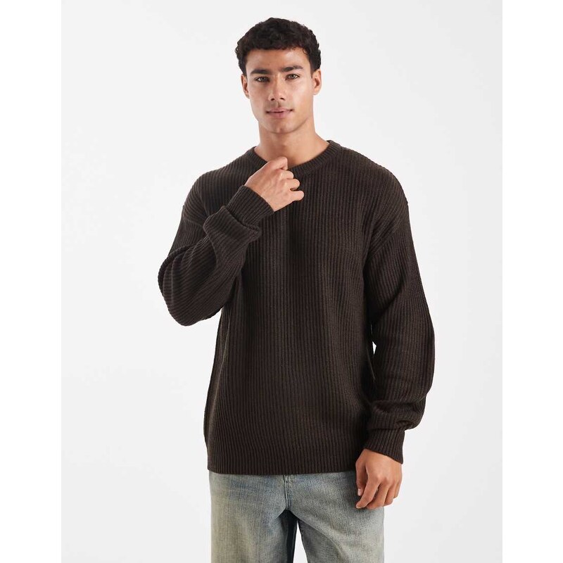 JJ Rebel oversize textured jumper in brown