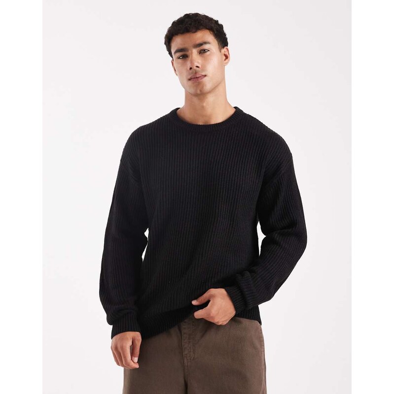 JJ Rebel oversize textured jumper in black