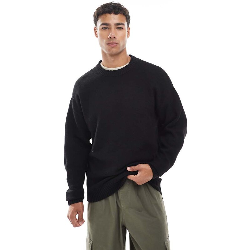 Jack & Jones oversize fluffy jumper in black