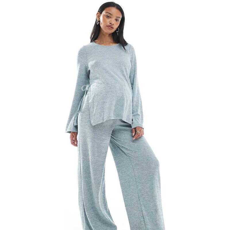 Mama.licious Mamalicious maternity slubby knit wide leg trouser co-ord 108031874