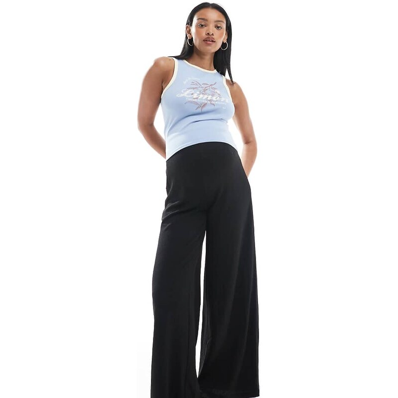 Mama.licious Mamalicious tie waist detail wide leg jersey trouser in 108042189