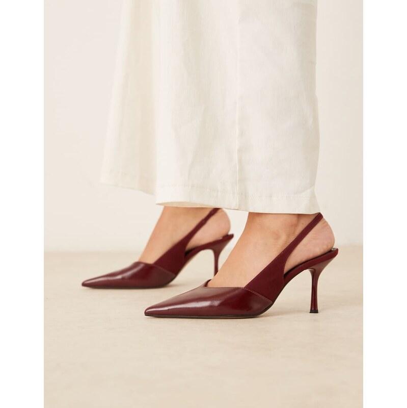 ASOS DESIGN Sabrina slingback stiletto heels in burgundy-Red 108098423