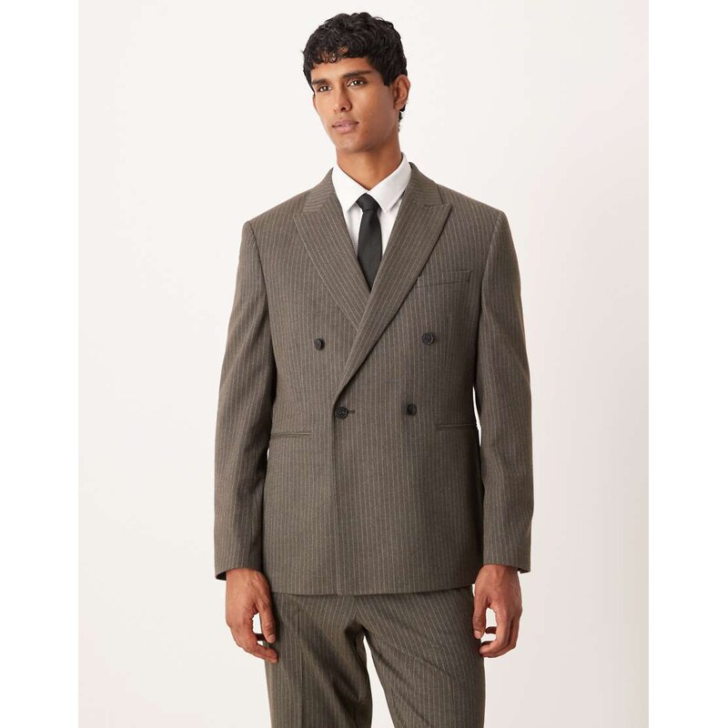 ASOS DESIGN double-breasted regular suit jacket in charcoal