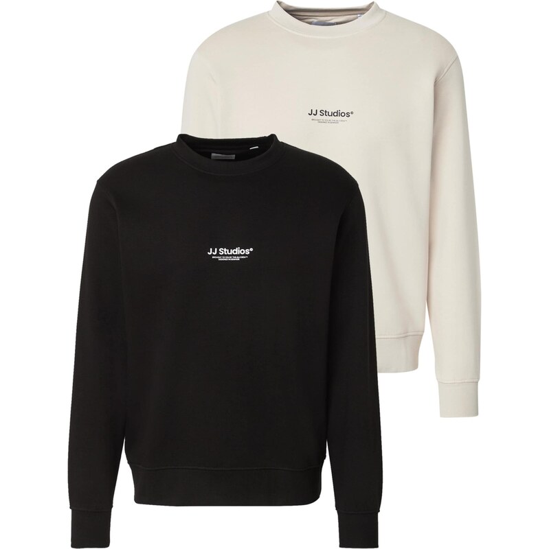 JACK & JONES Mikina JHESOHO béžová / černá