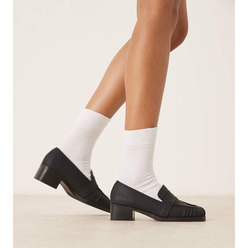 RAID Wide Fit Aarvi square toe loafers in black 108099124