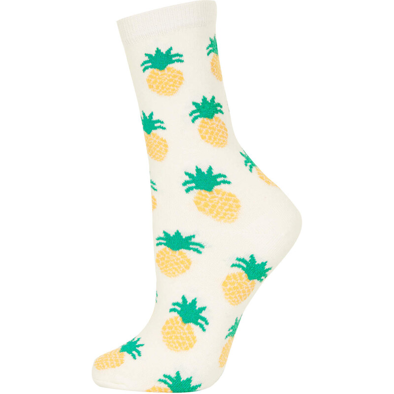 Topshop Cream Textured Pineapple Socks