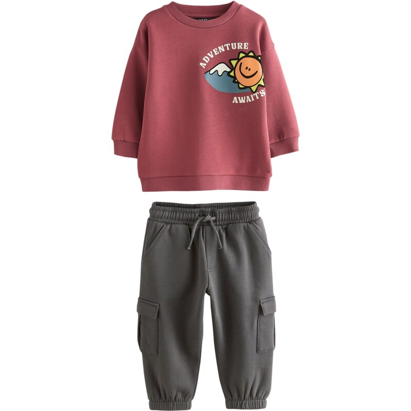 Next Joggingová souprava kari / tmavě šedá / burgundská červeň /