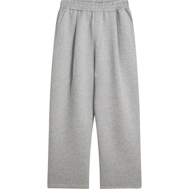 Bershka Kalhoty se sklady v pase šedý melír