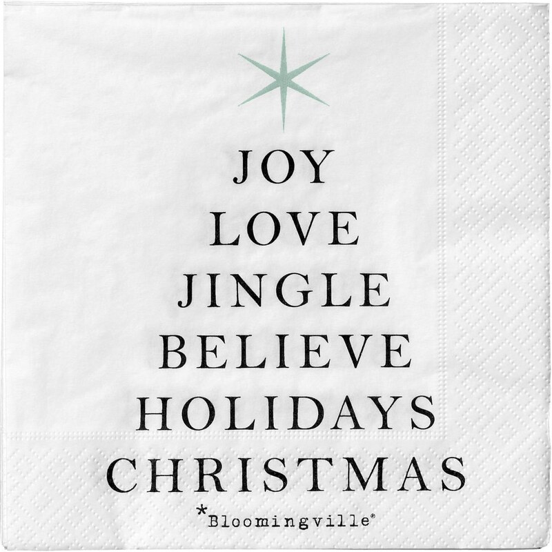 Bloomingville Vánoční papírové ubrousky Joy Love