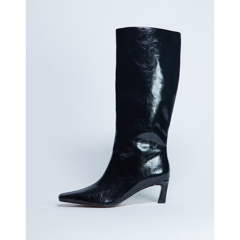 Topshop Tanya point toe knee high boot in black 108156830