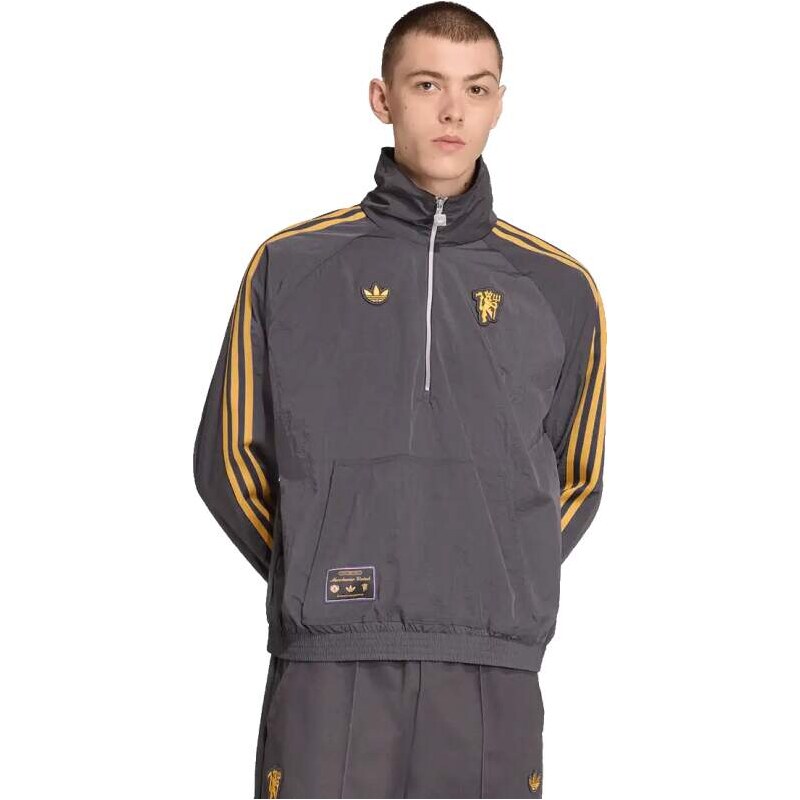 Pánská bunda Adidas Manchester United 25/26 Terrace Icons Half-Zip šedá