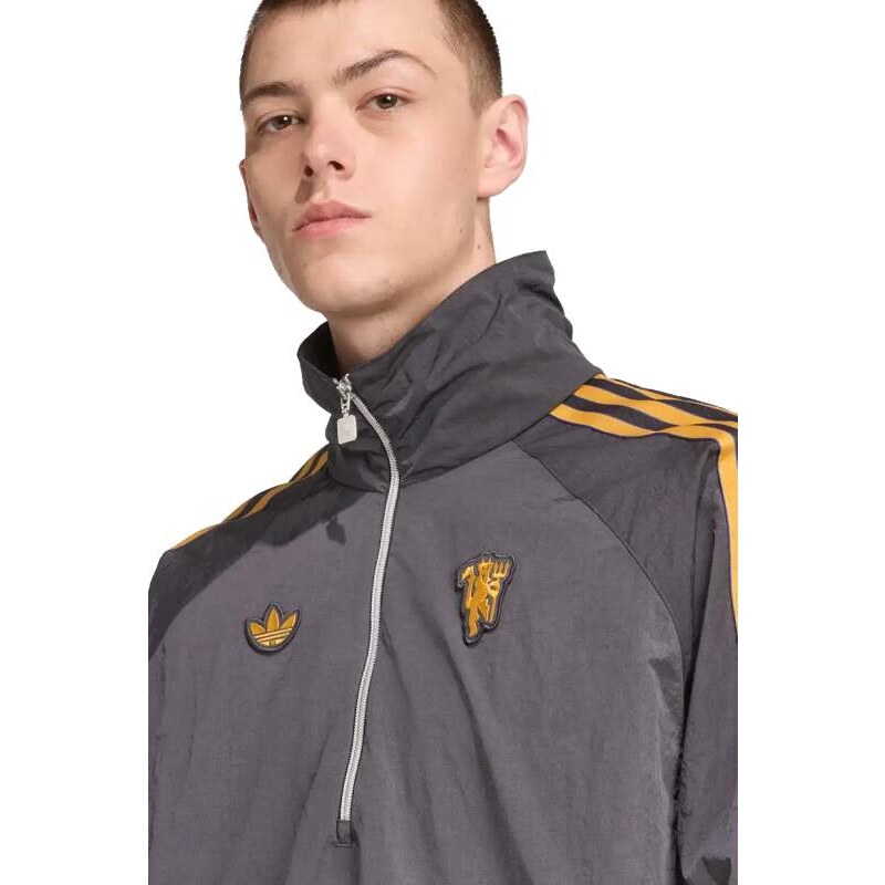 Pánská bunda Adidas Manchester United 25/26 Terrace Icons Half-Zip šedá