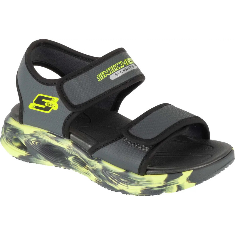 Tmavě šedé dětské sandály Skechers S-Lights: Sola Glow Sandal -