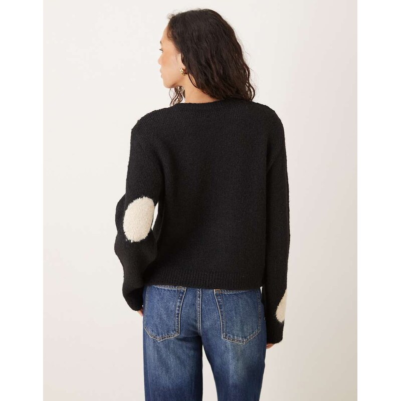 ASOS DESIGN knitted oversized jumper with wool in polka dot-Multi