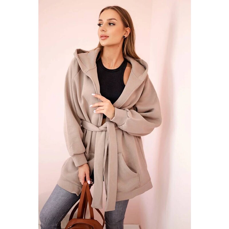 Fashionweek Zateplená, mikina parka s kapuci v pase zavazovaná