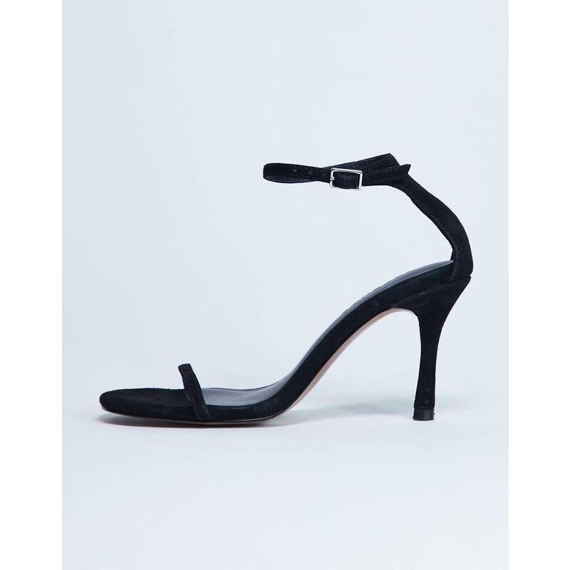 Topshop Alexi real suede 2 part heeled sandal in black 112524976