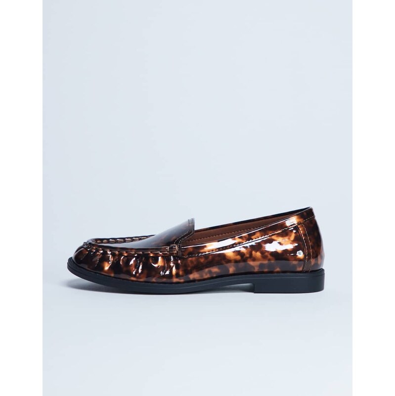 Topshop Coby ruched toe loafer in tortoise shell-Multi